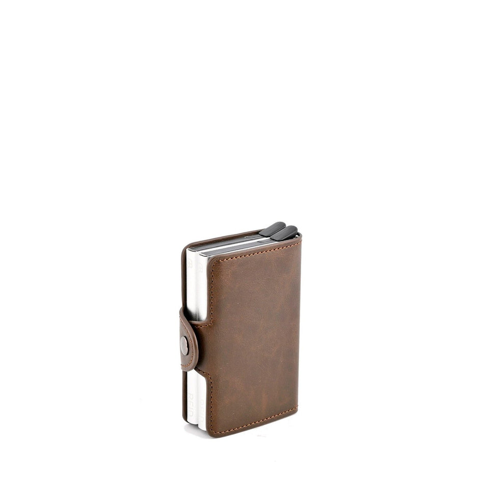 Porte-carte marron avec double compartiment