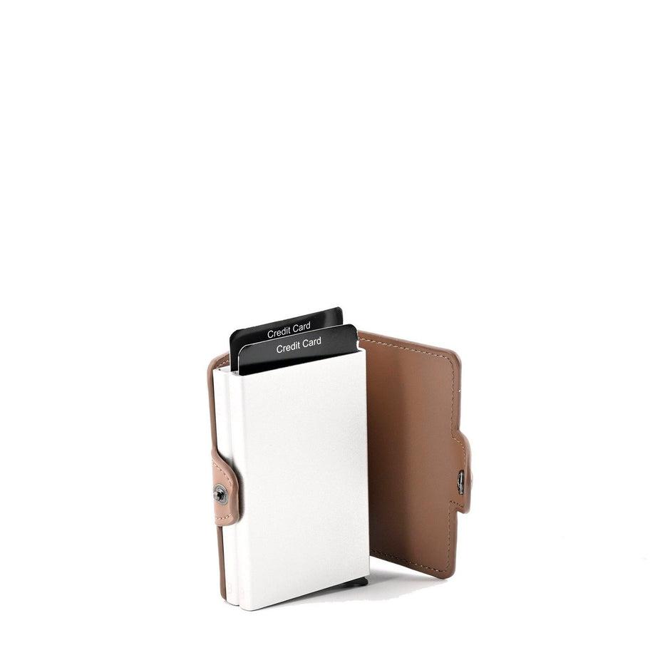 Porte-carte marron avec double compartiment