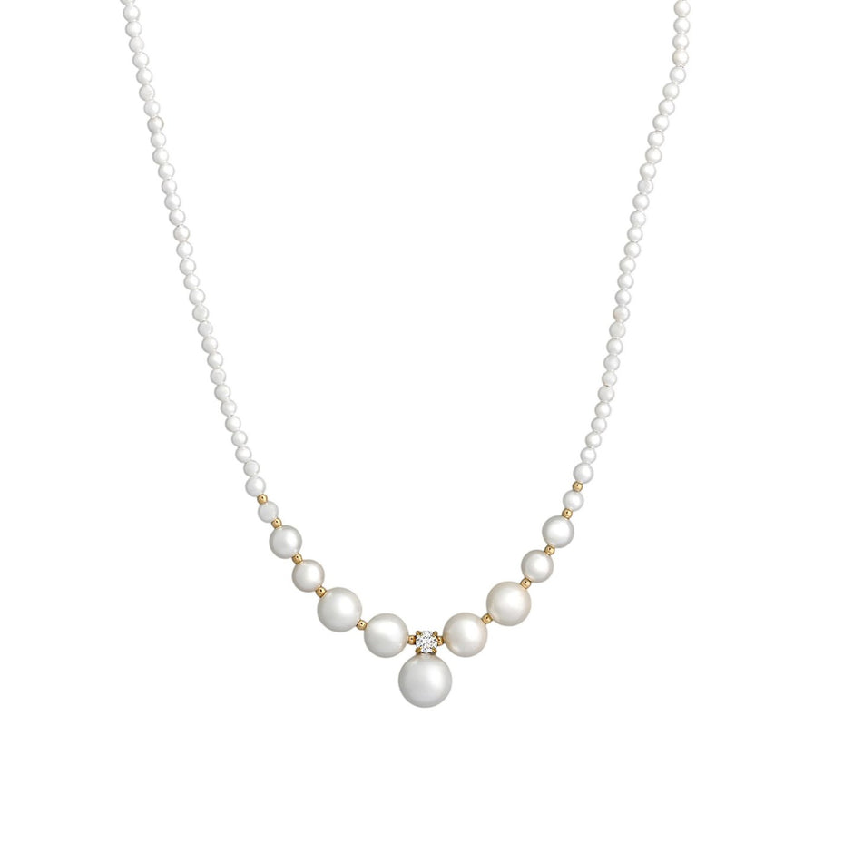 Collier en acier perles avec brillants