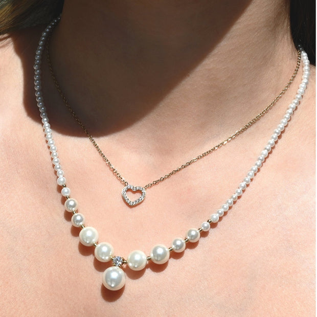 Collier en acier perles avec brillants