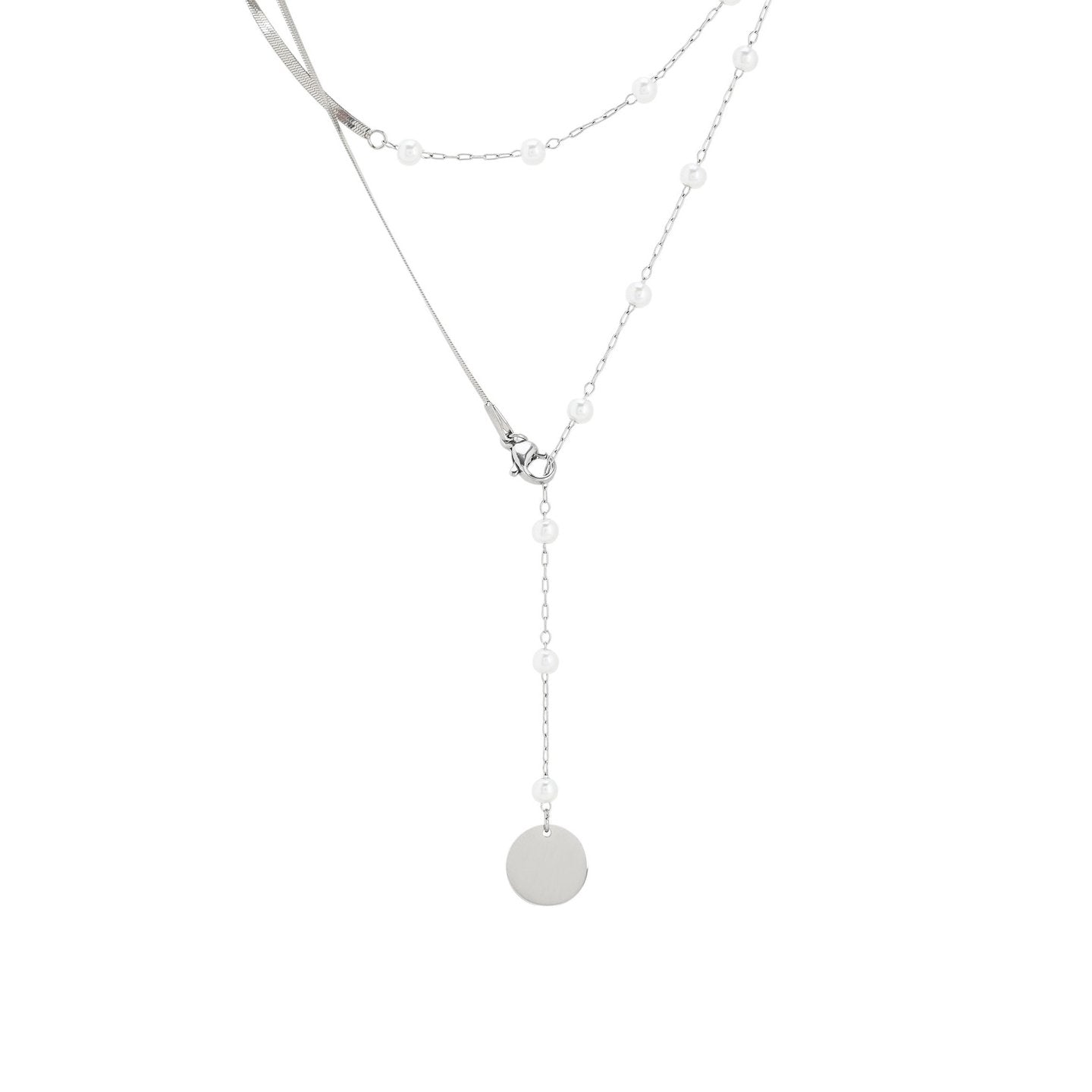 Collier en acier avec perles et pendentif