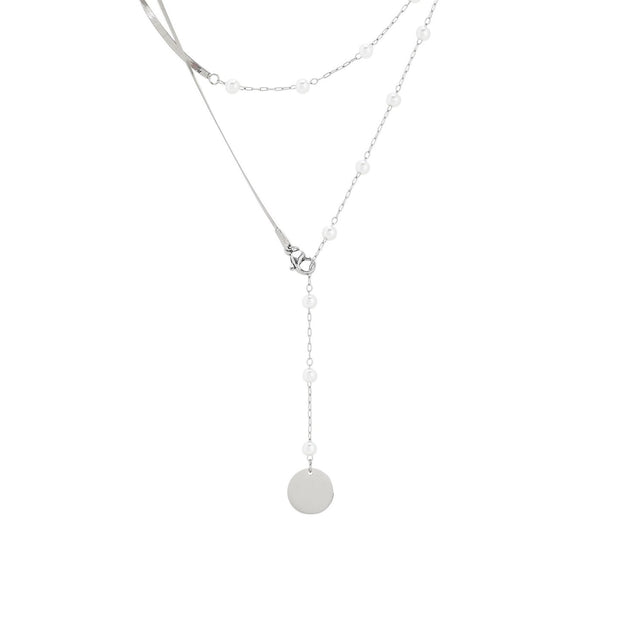 Collier en acier avec perles et pendentif
