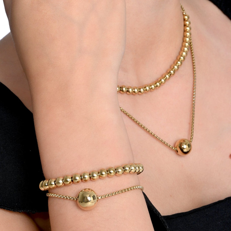 Collier en acier de base boules