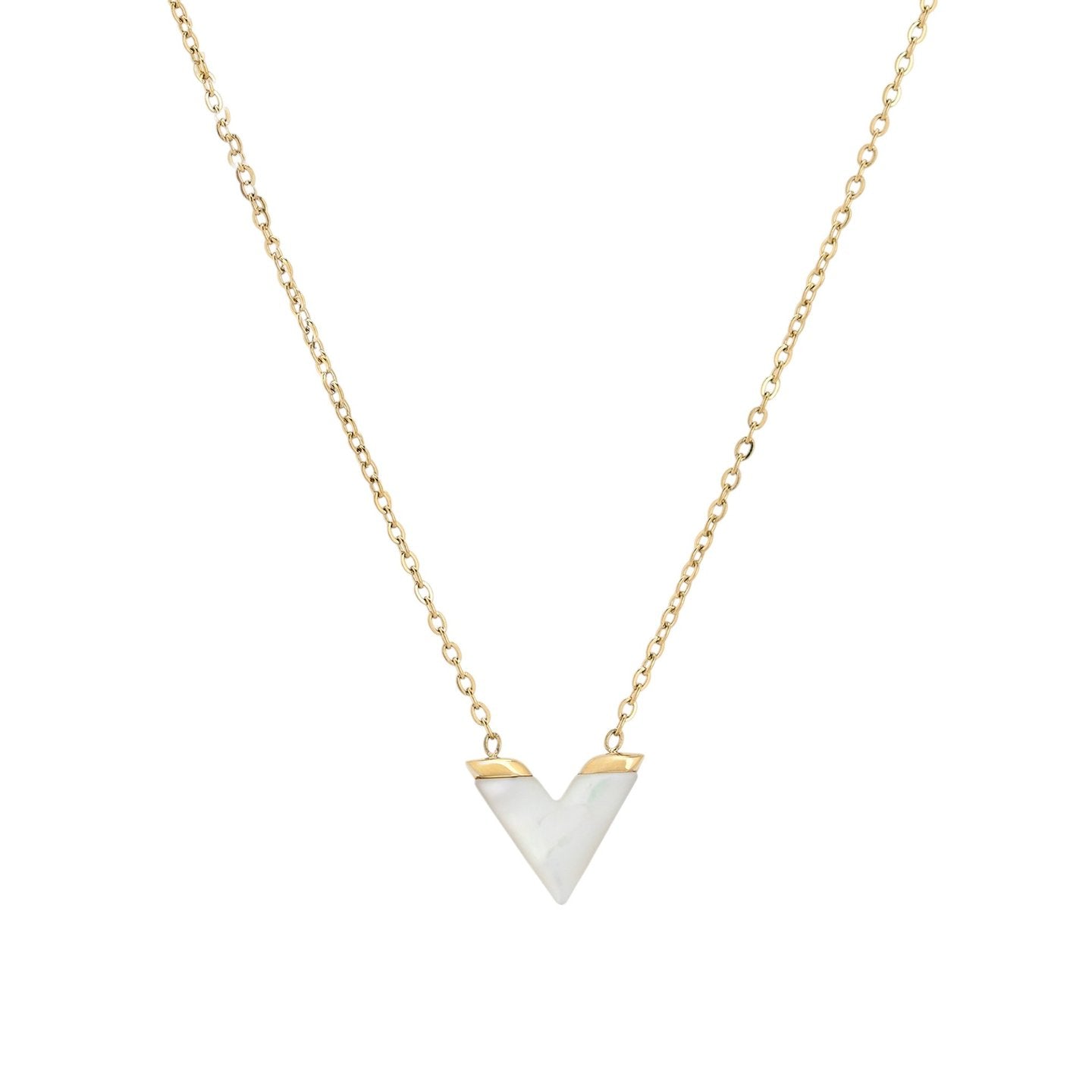 Collier en acier en V nacre