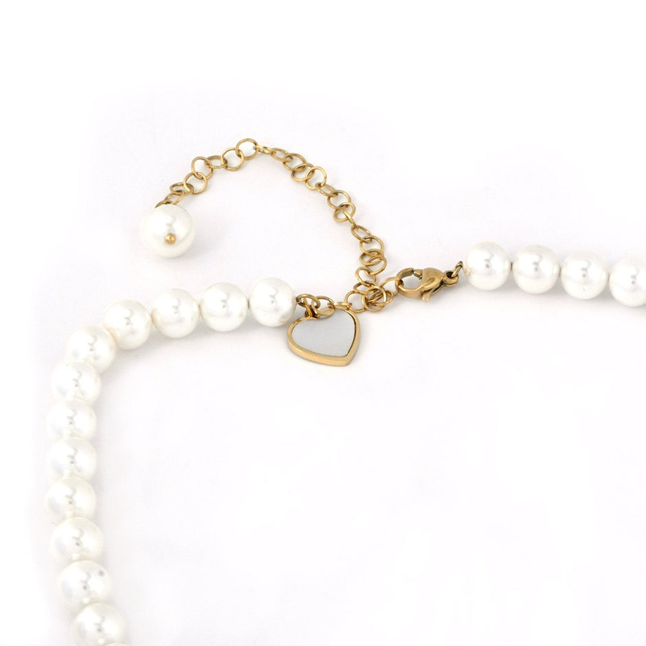 Collier coeur en acier avec nacre