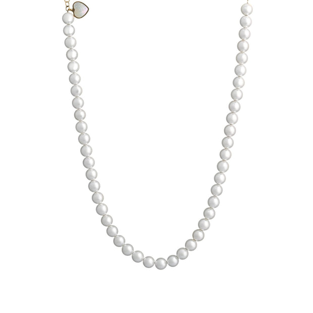 Collier coeur en acier avec nacre