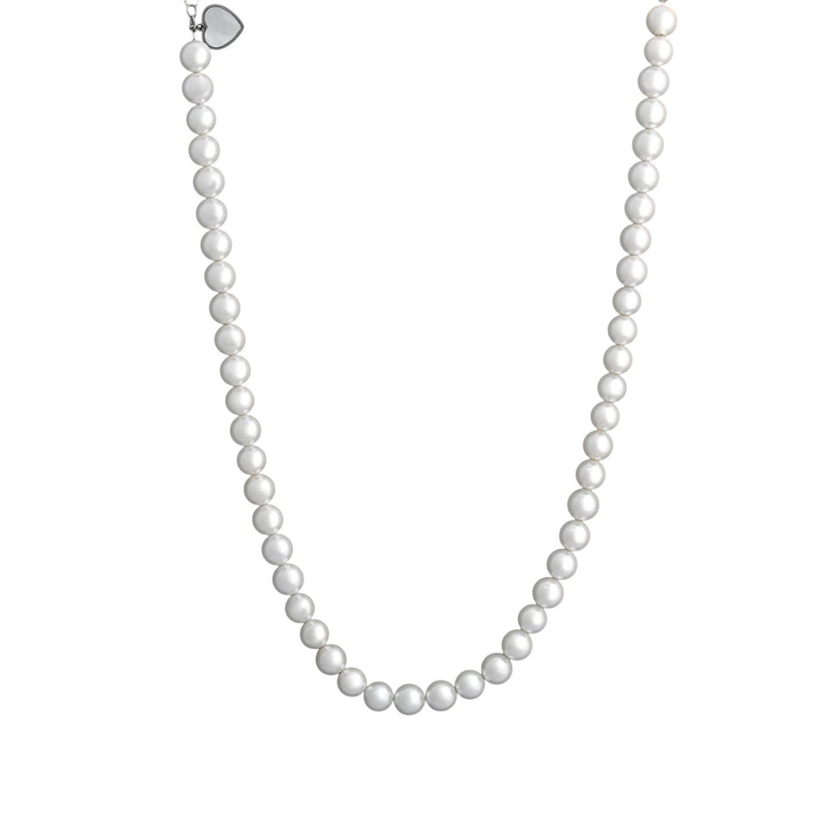 Collier coeur en acier avec nacre