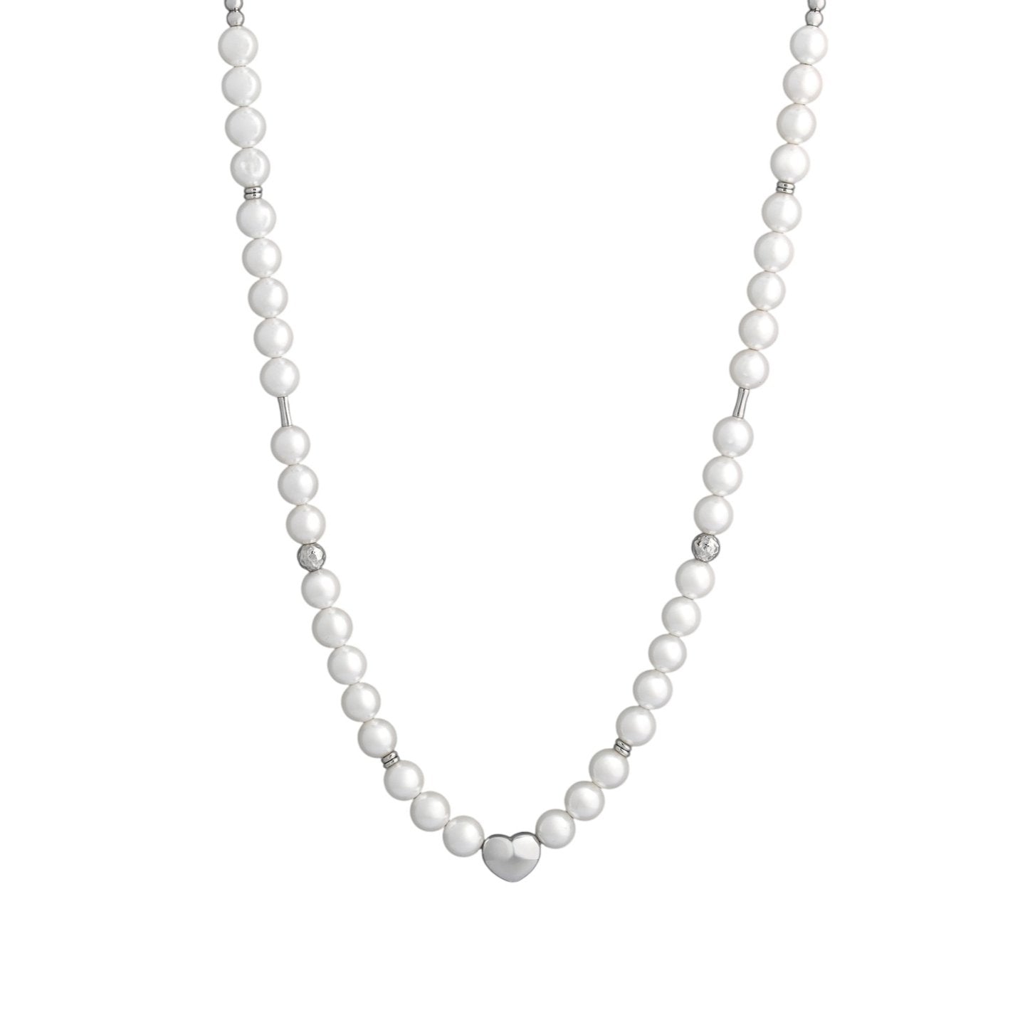 Collier en acier perlé avec coeur