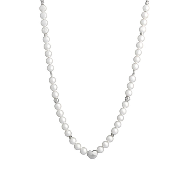 Collier en acier perlé avec coeur