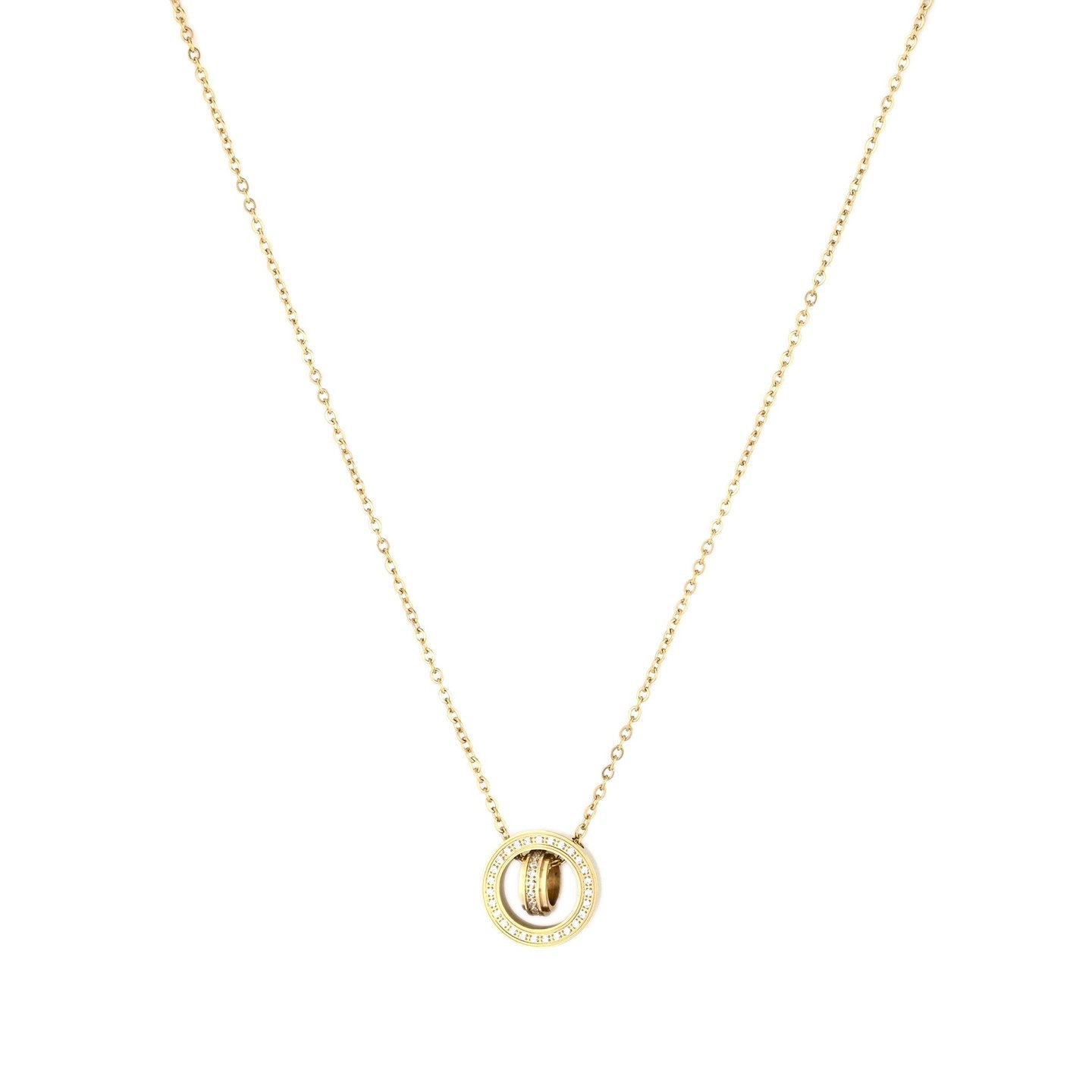 Collier en acier deux sphères brillantes