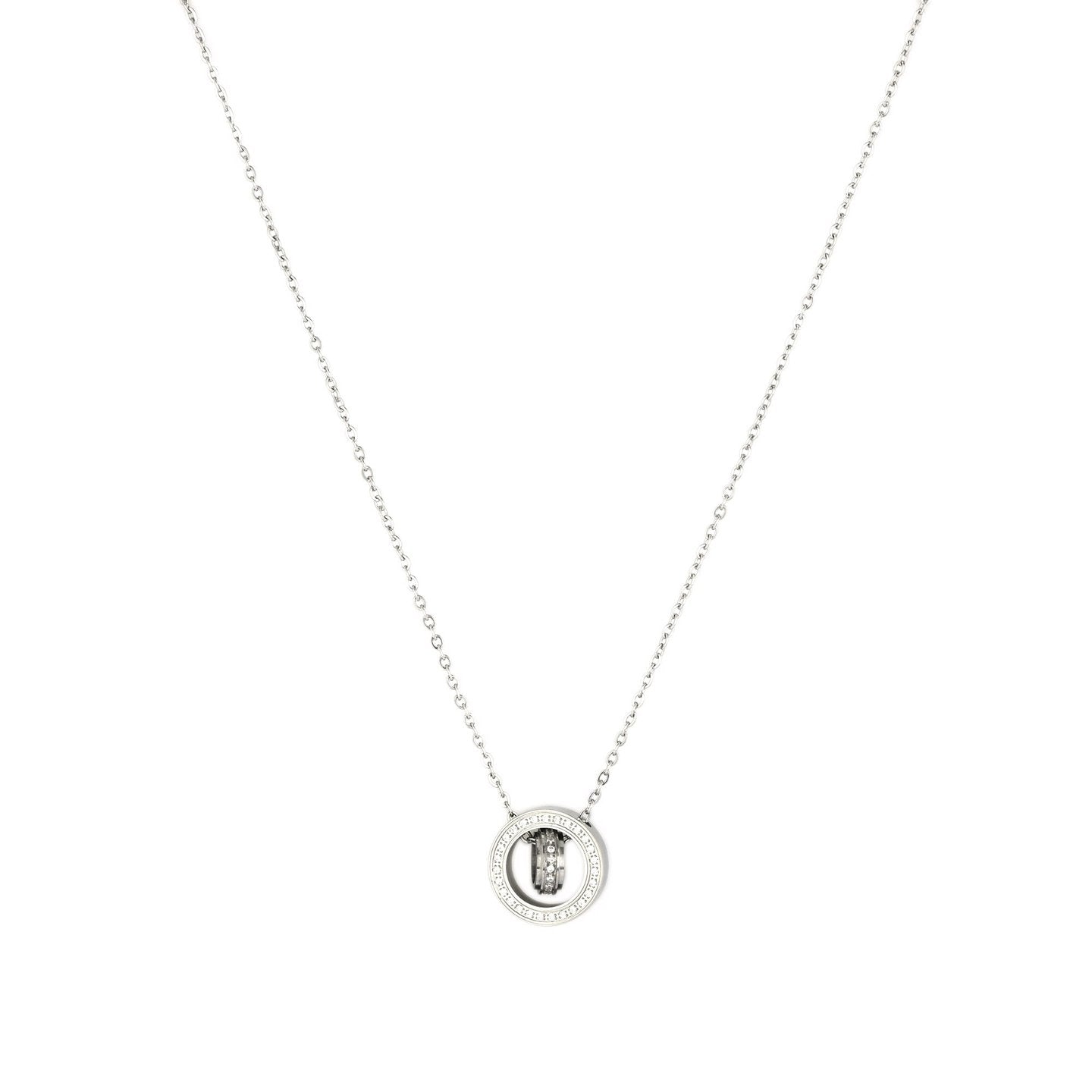 Collier en acier deux sphères brillantes