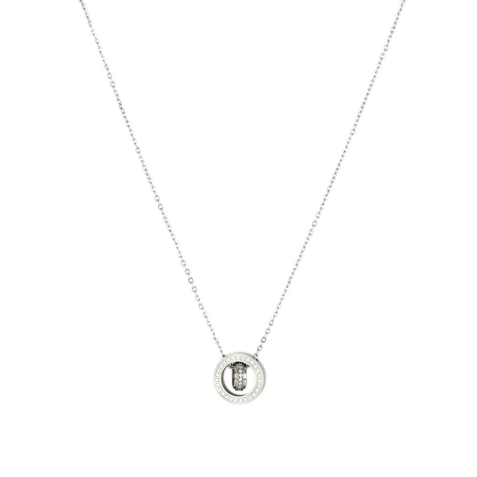 Collier en acier deux sphères brillantes