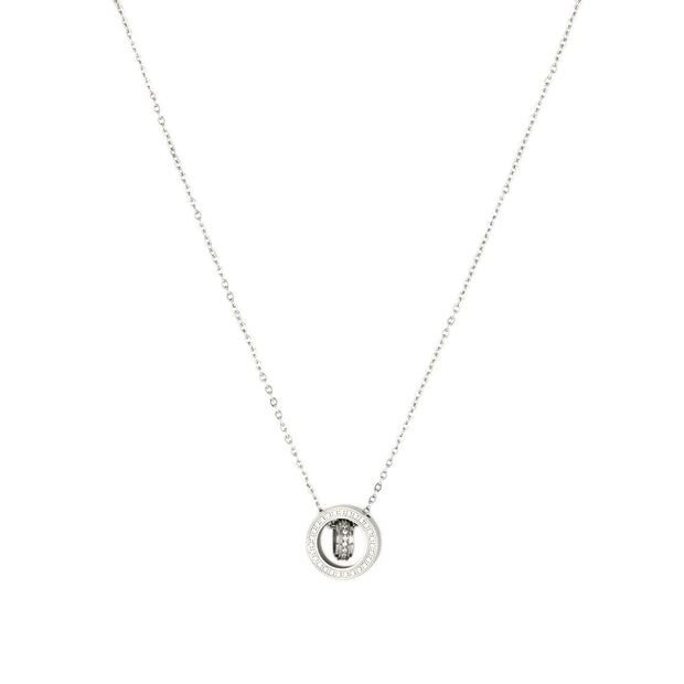 Collier en acier deux sphères brillantes