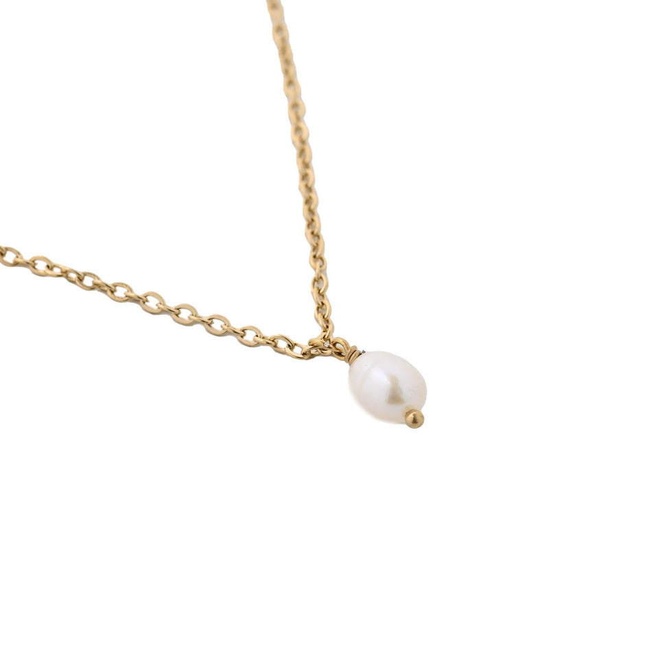 Collier acier tricoté de base perle