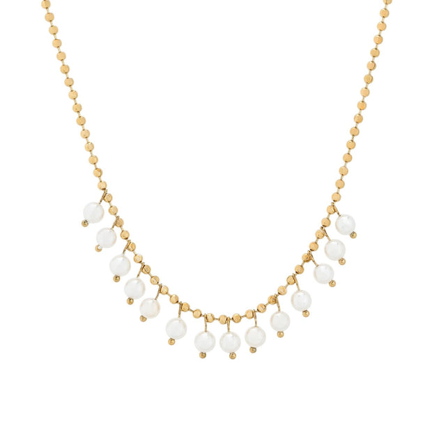 Collier en acier avec pendentifs en perles