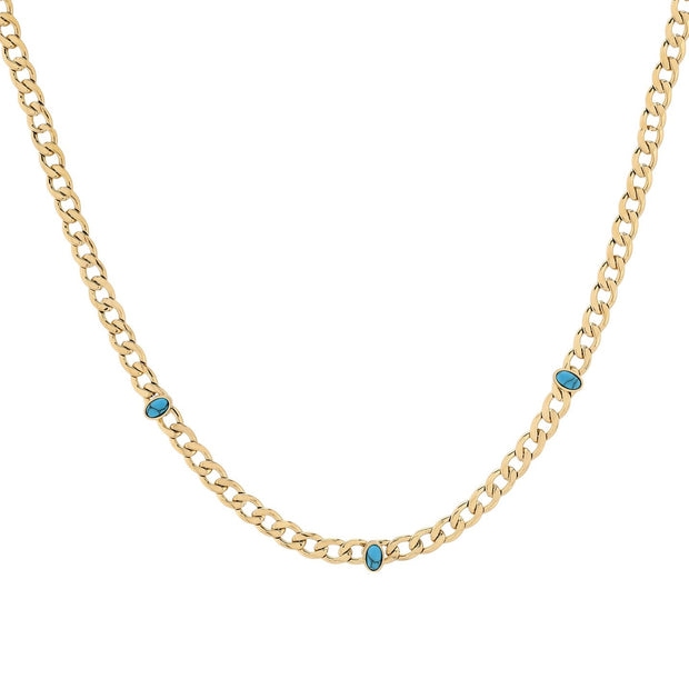 Collier en acier maillé avec pierres bleues
