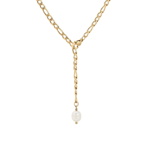 Collier long acier tricoté de base perle
