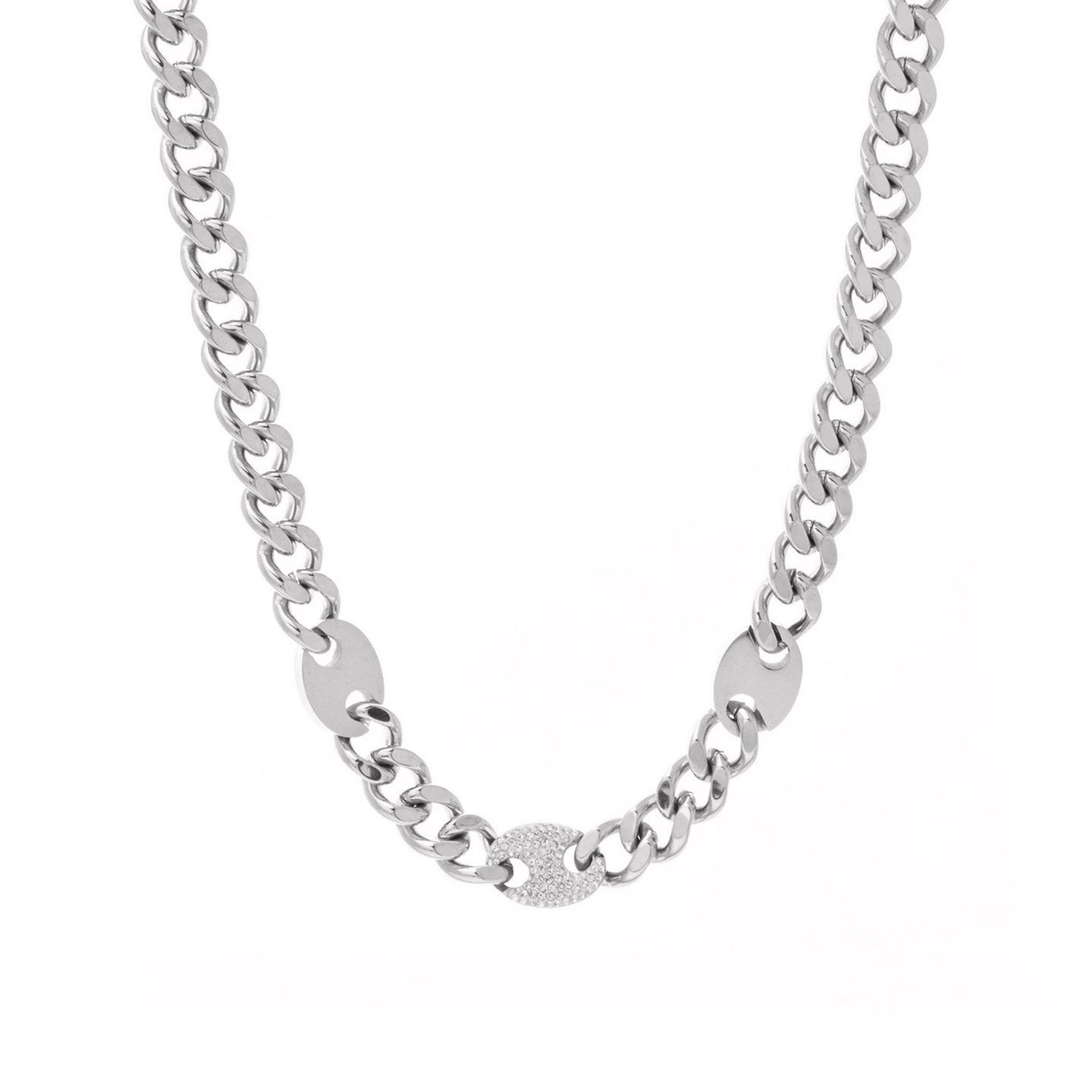 Collier acier épais avec brilliants