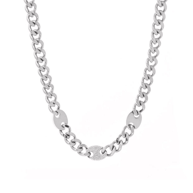 Collier acier épais avec brilliants