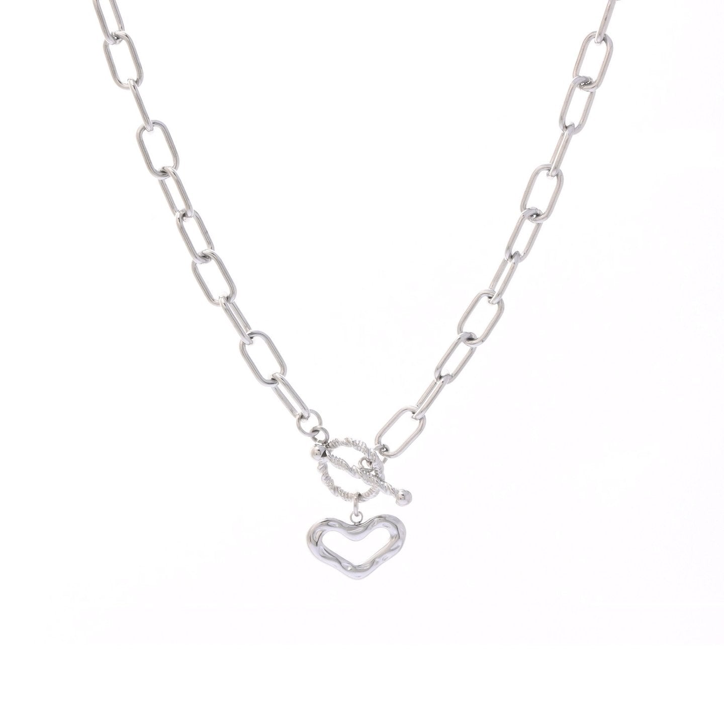 Collier en acier liens avec cœur