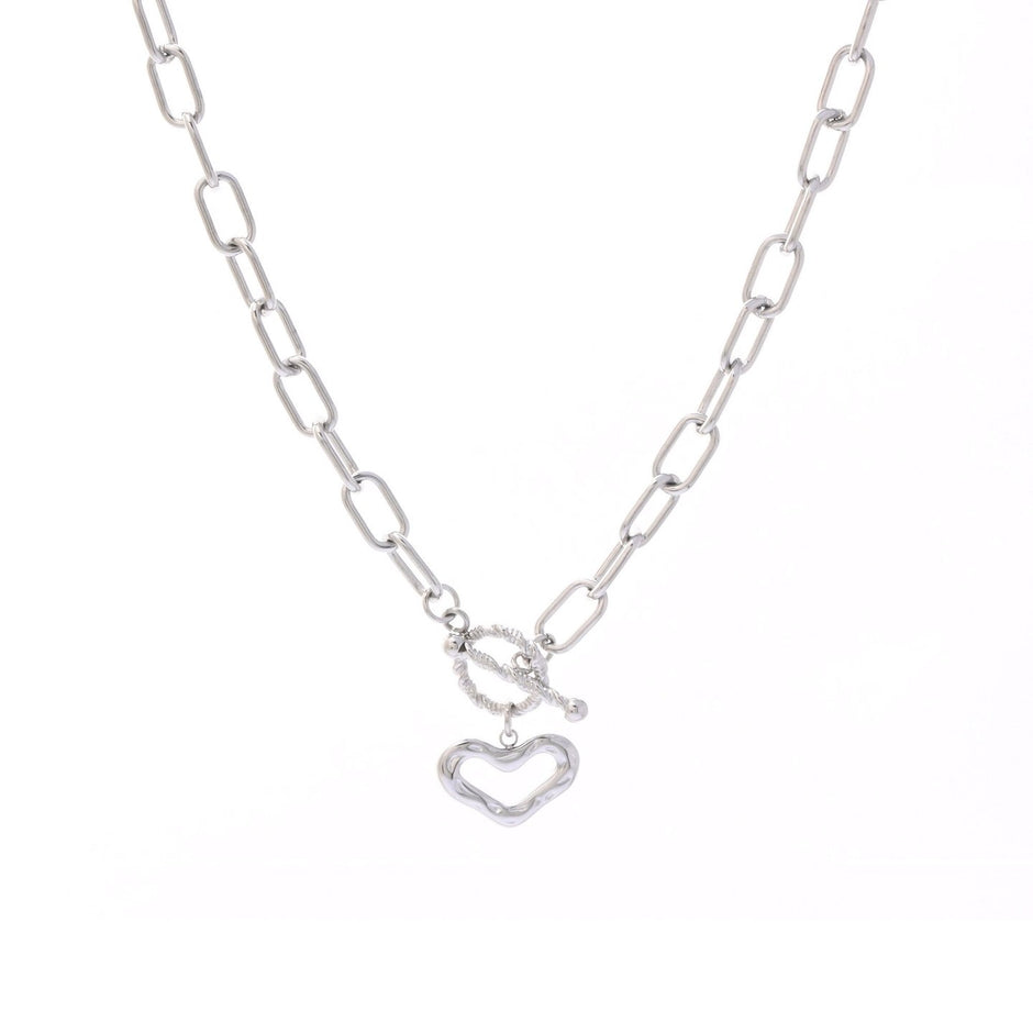 Collier en acier liens avec cœur