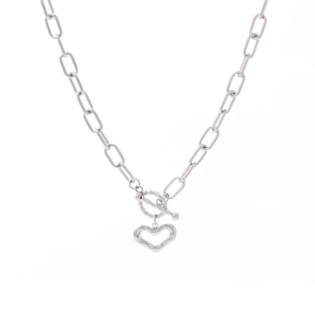 Collier en acier liens avec cœur