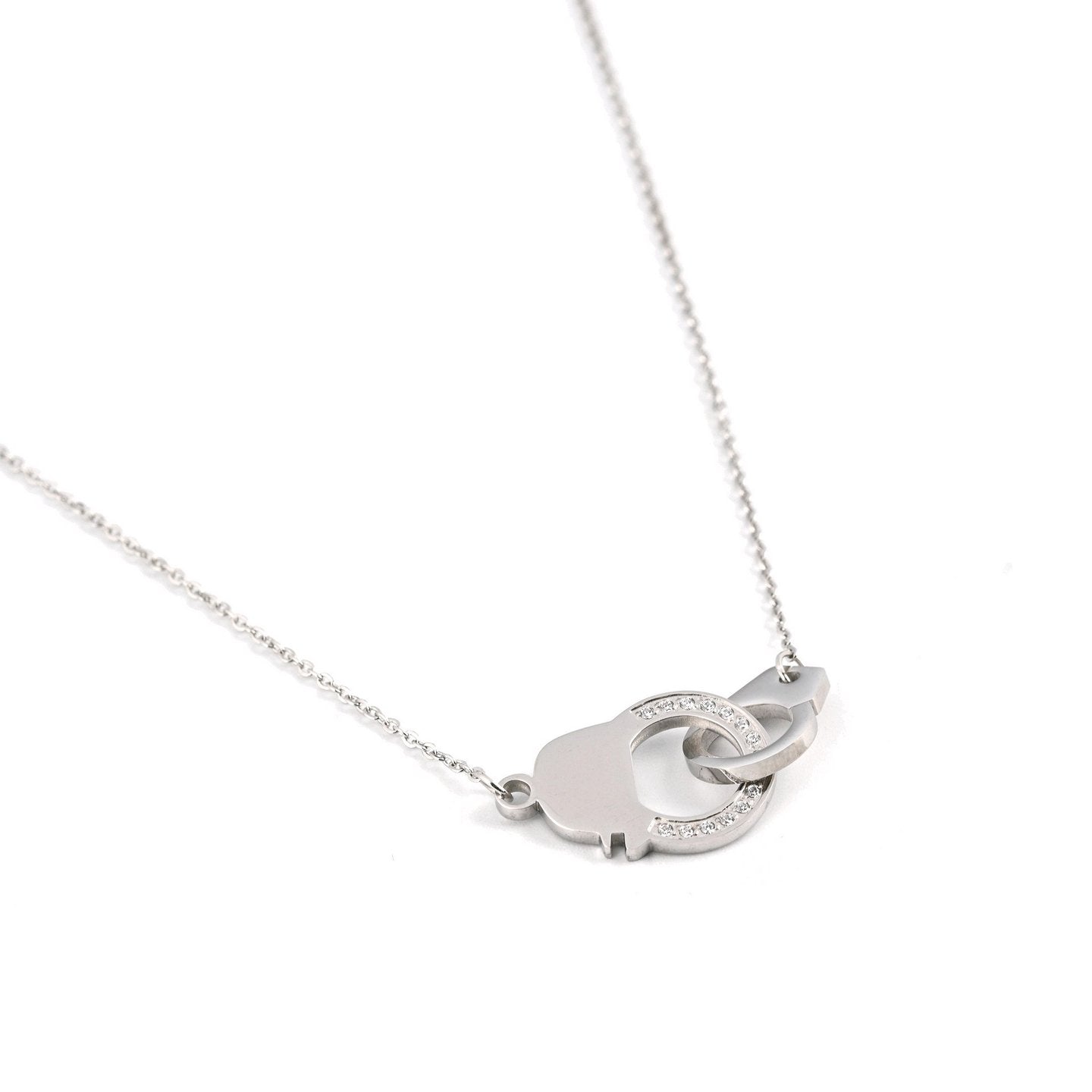 Collier en acier avec zircones menottes