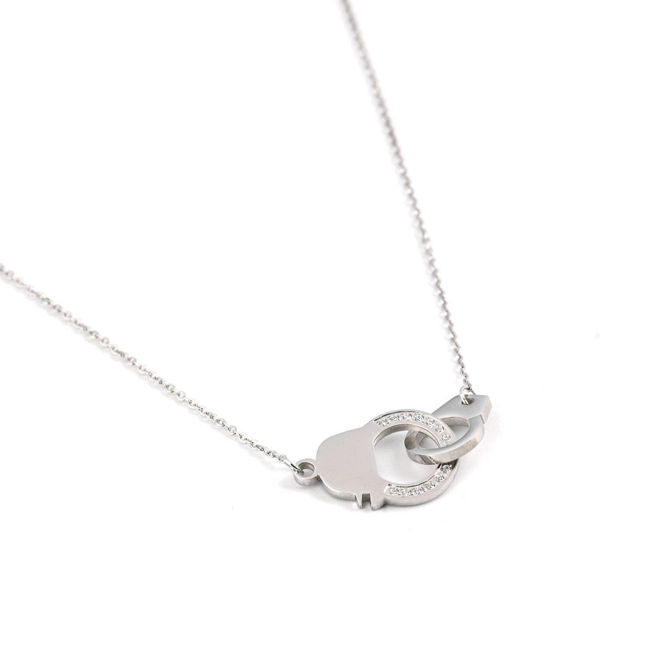 Collier en acier avec zircones menottes