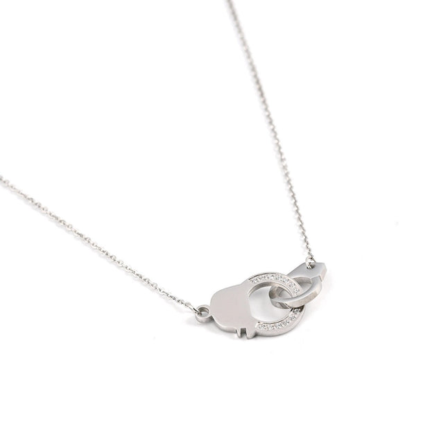 Collier en acier avec zircones menottes