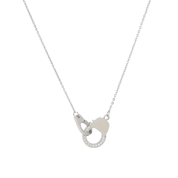 Collier en acier avec zircones menottes