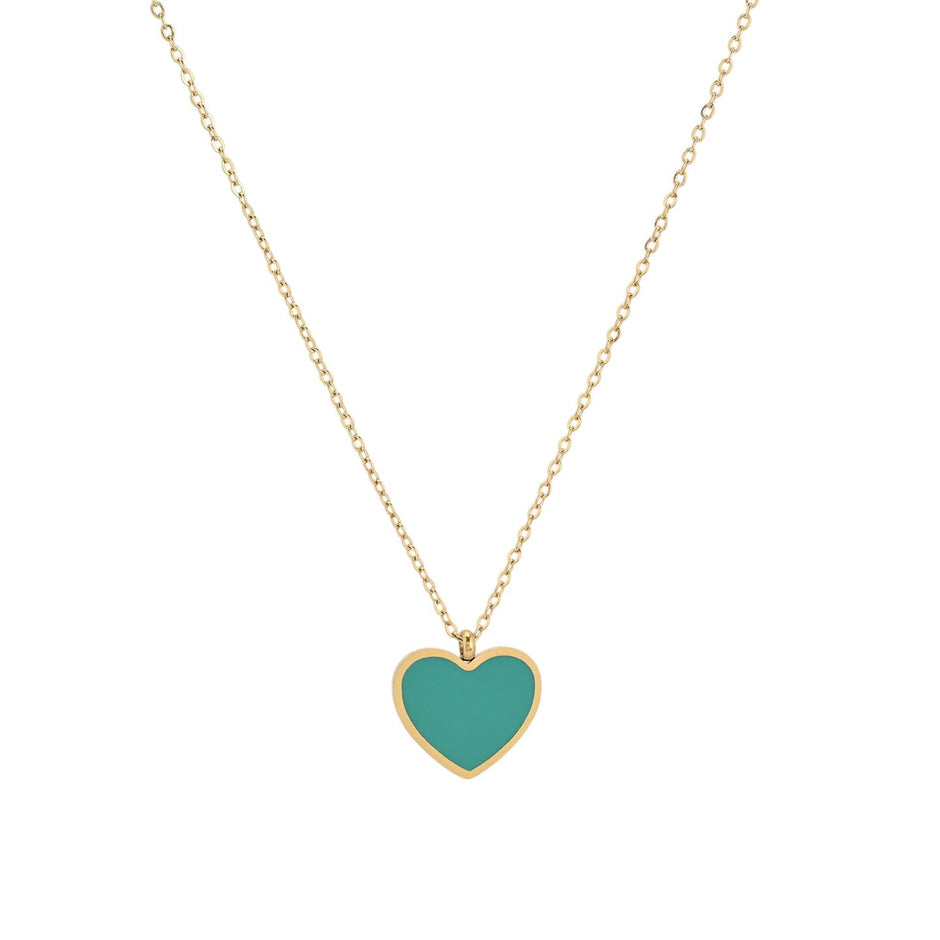 Collier en acier cœur vert