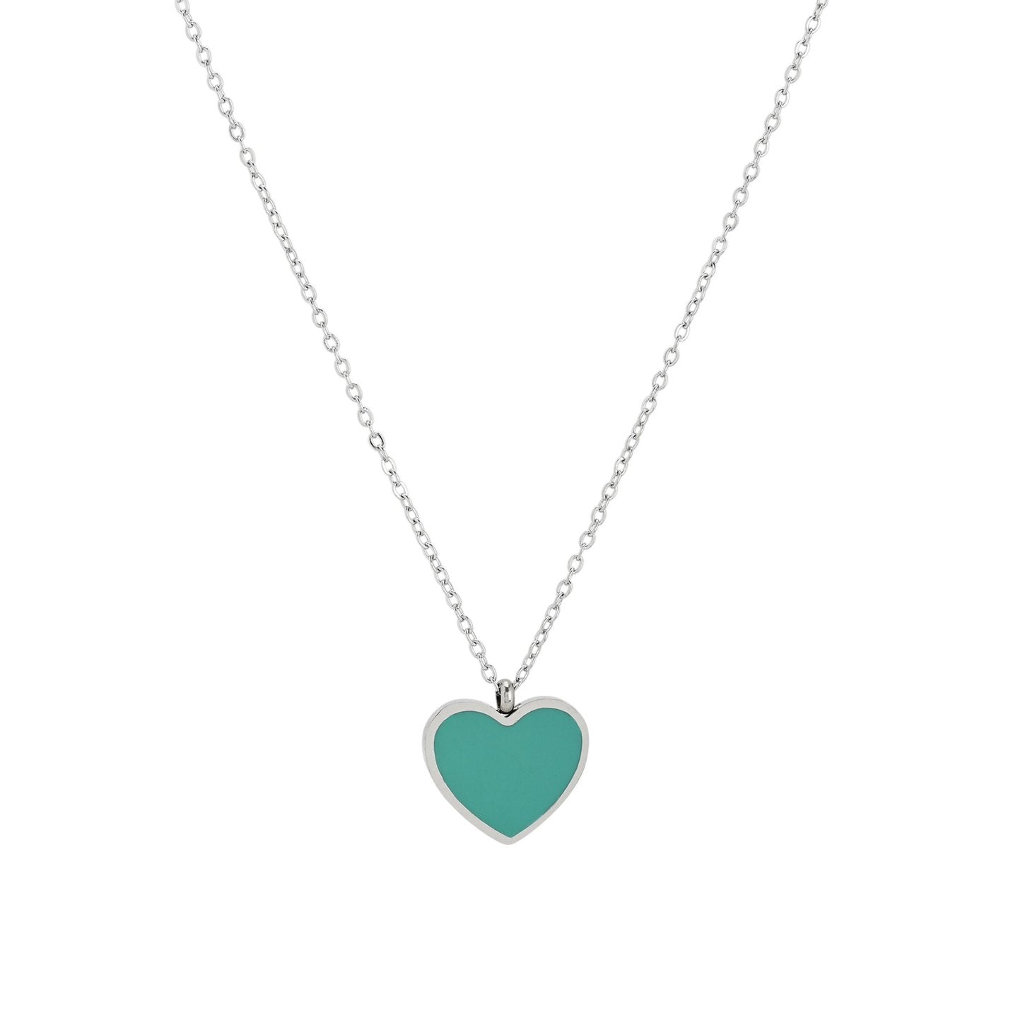 Collier en acier cœur vert