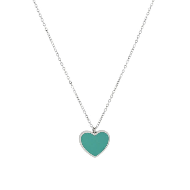 Collier en acier cœur vert