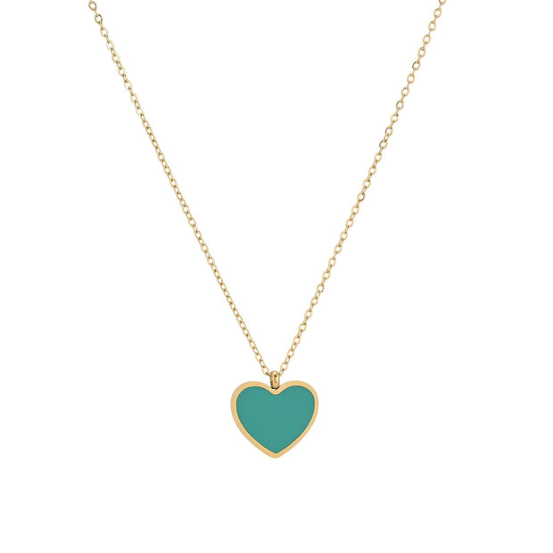 Collier en acier cœur vert