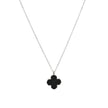 Collier en acier trèfle noir