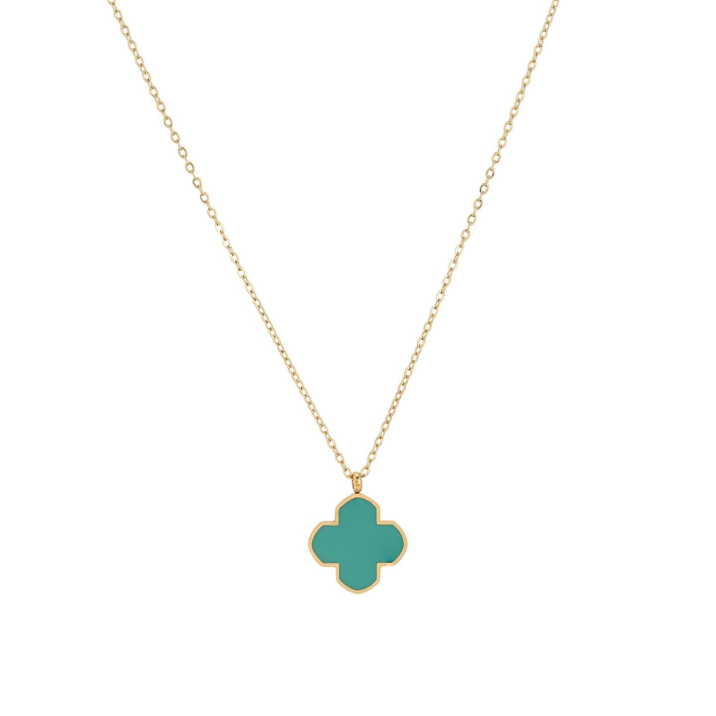 Collier en acier trèfle vert