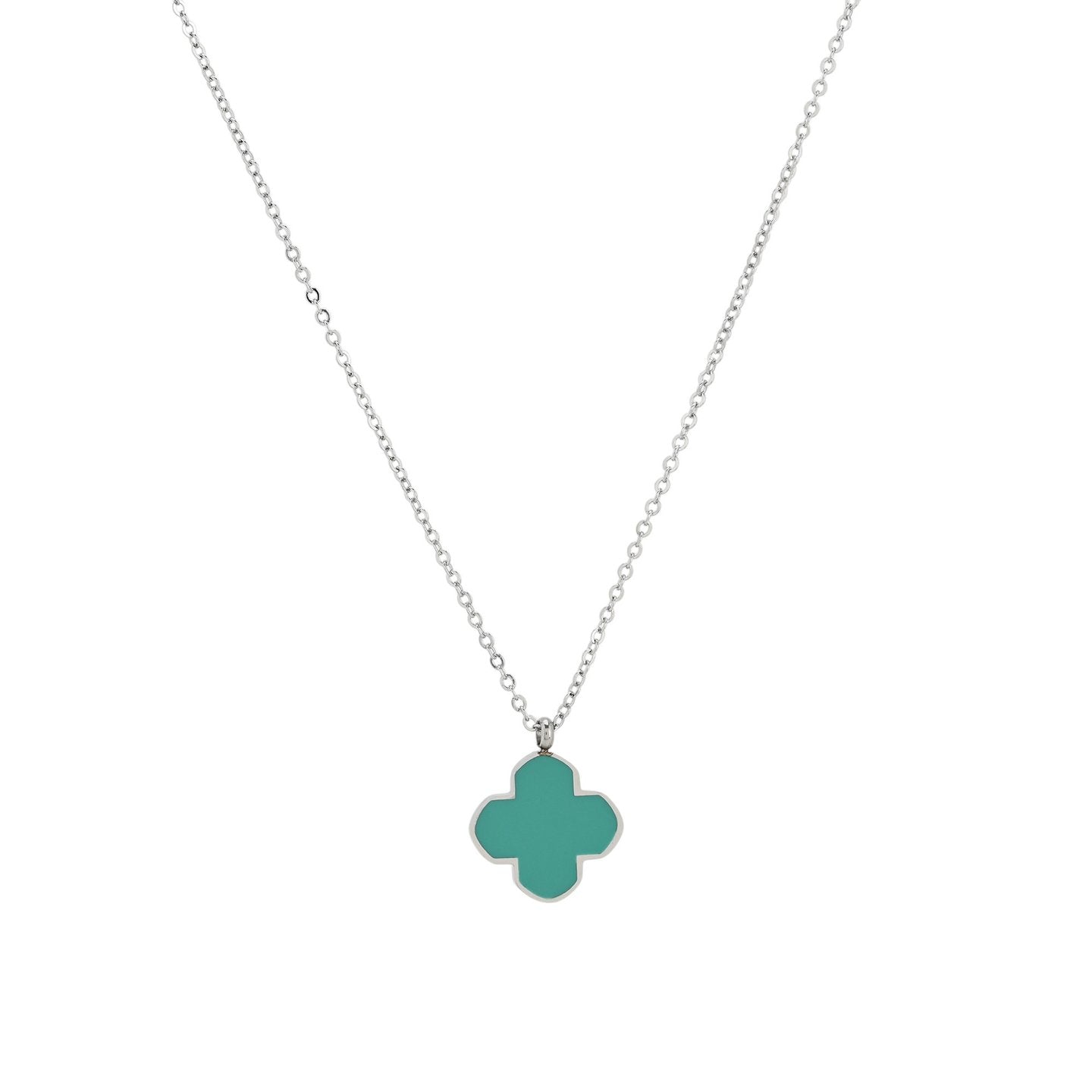 Collier en acier trèfle vert