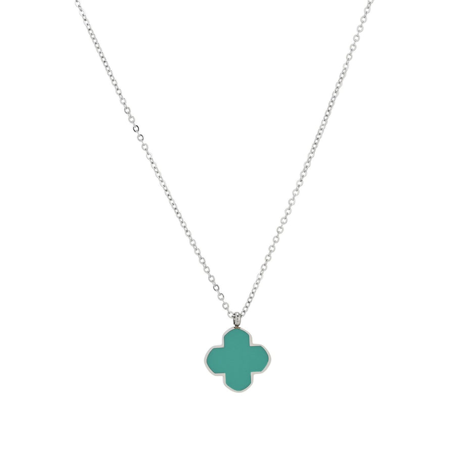 Collier en acier trèfle vert