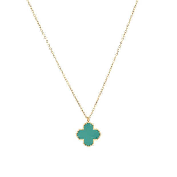 Collier en acier trèfle vert