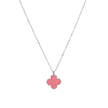 Collier en acier trèfle rose