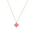 Collier en acier trèfle rose
