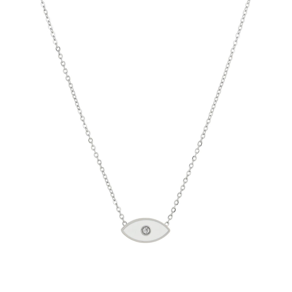 Collier en acier œil blanche