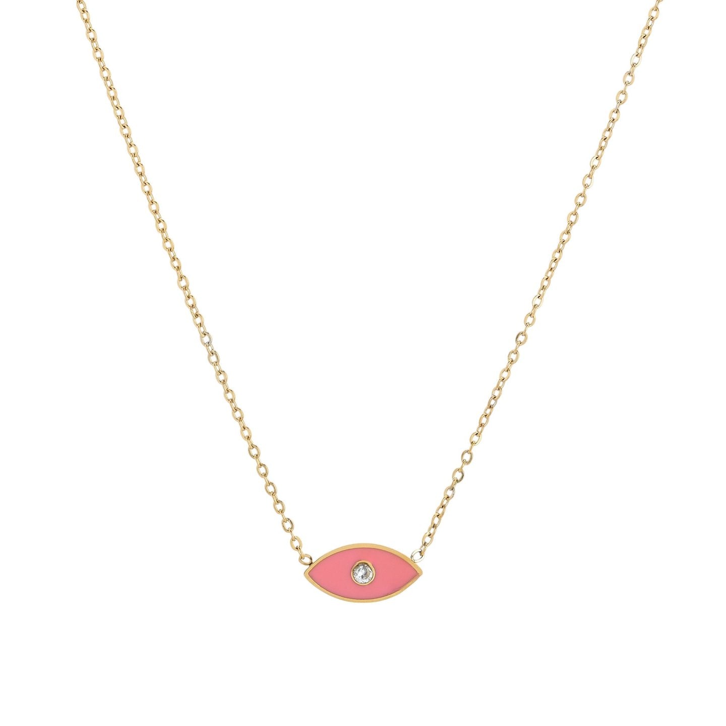 Collier en acier œil rose
