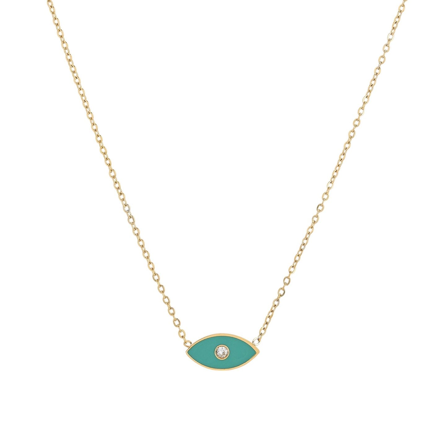 Collier en acier œil vert