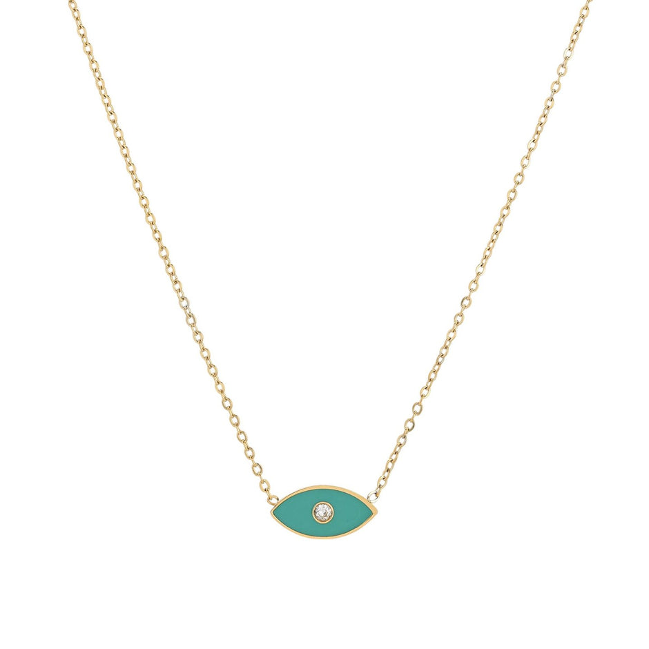 Collier en acier œil vert