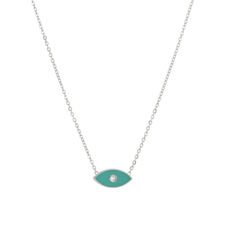 Collier en acier œil vert