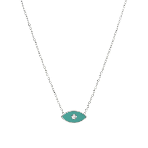 Collier en acier œil vert