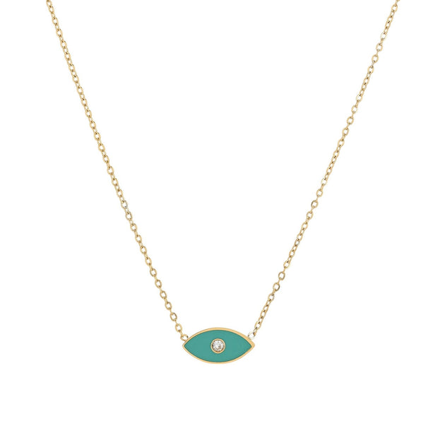 Collier en acier œil vert