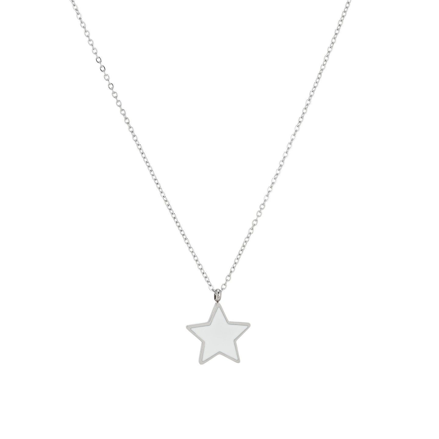 Collier en acier étoile blanche