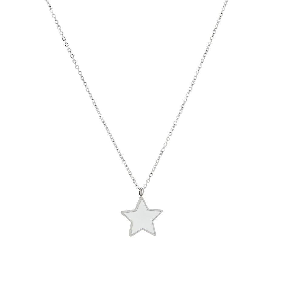 Collier en acier étoile blanche
